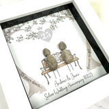 Mini Personalised Silver Wedding Anniversary Pebble Picture